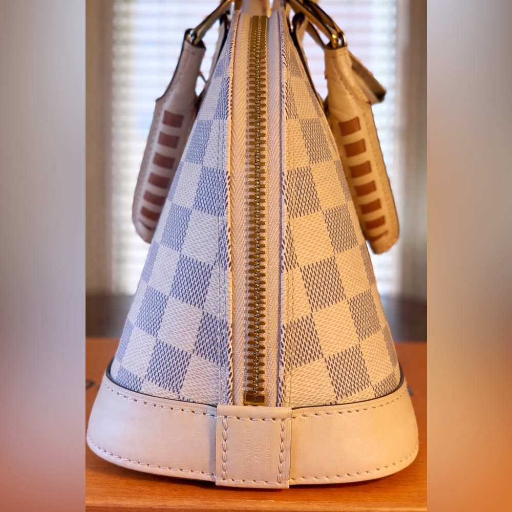 💯 Authentic Louis Vuitton Alma BB Damier Azur Braided Handles (Model N45294)Pink - Picture 10 of 17